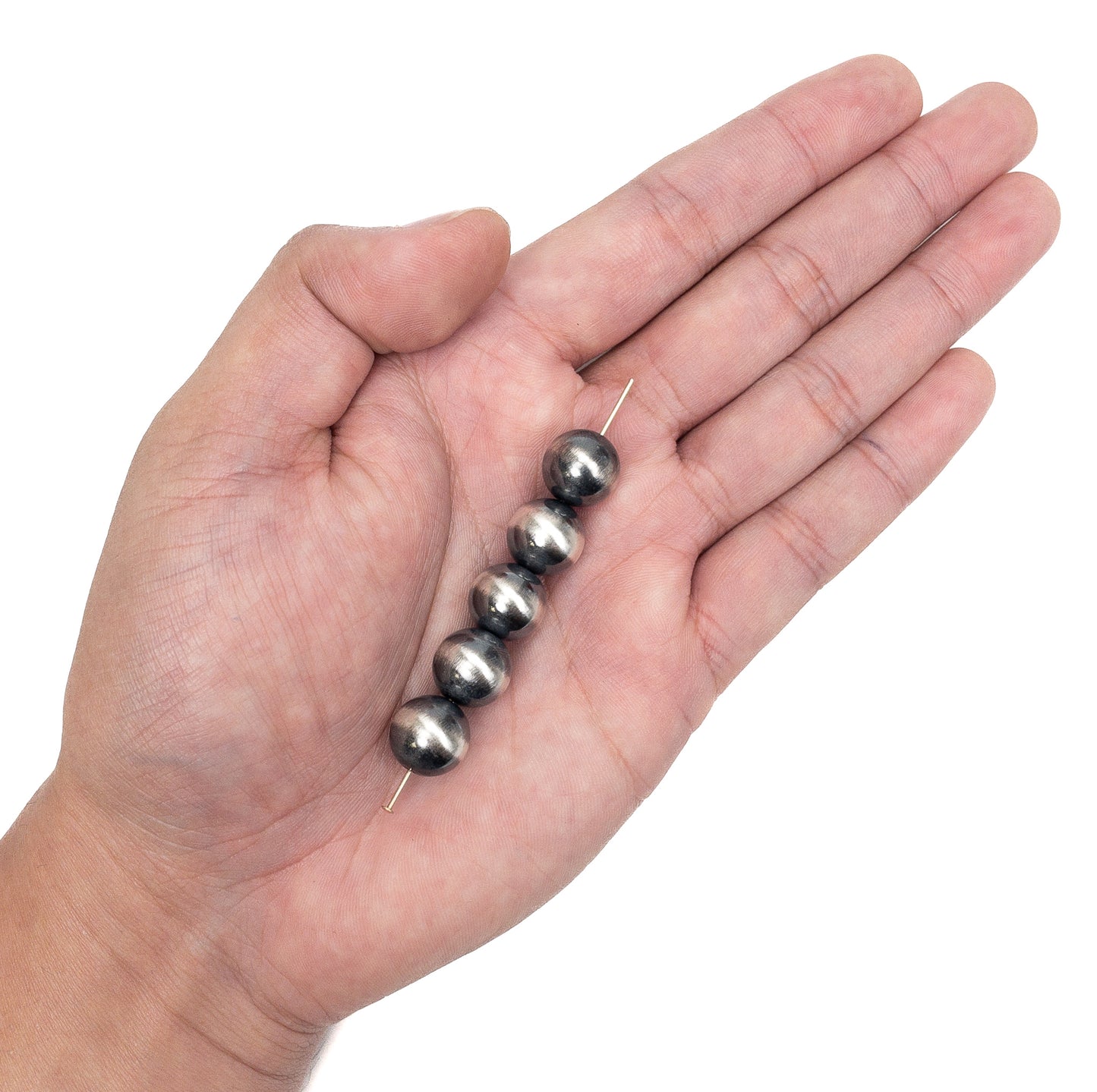 12mm Navajo Smooth Round Bead (Oxidized Sterling Silver) - 1 pc.