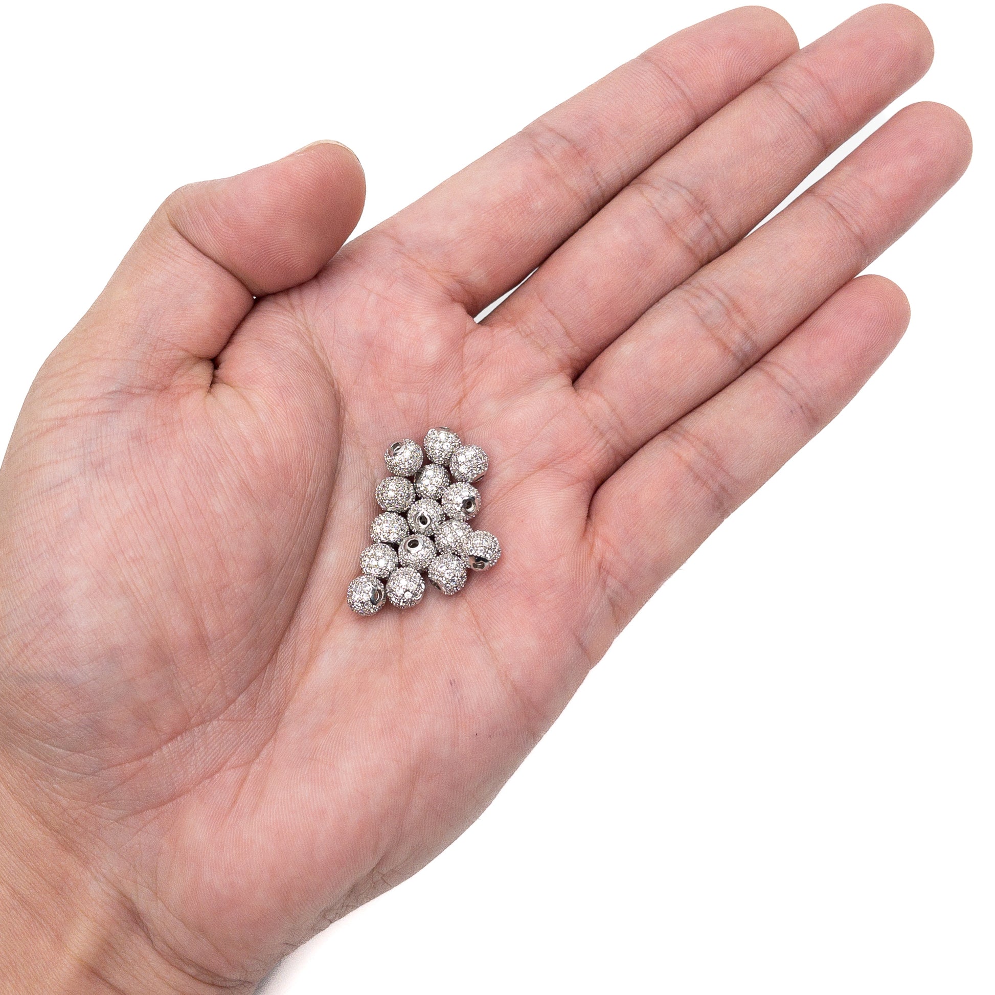 6mm Blingy CZ Micro-Pave Round Bead (2 Colors Available) - 3 pcs.