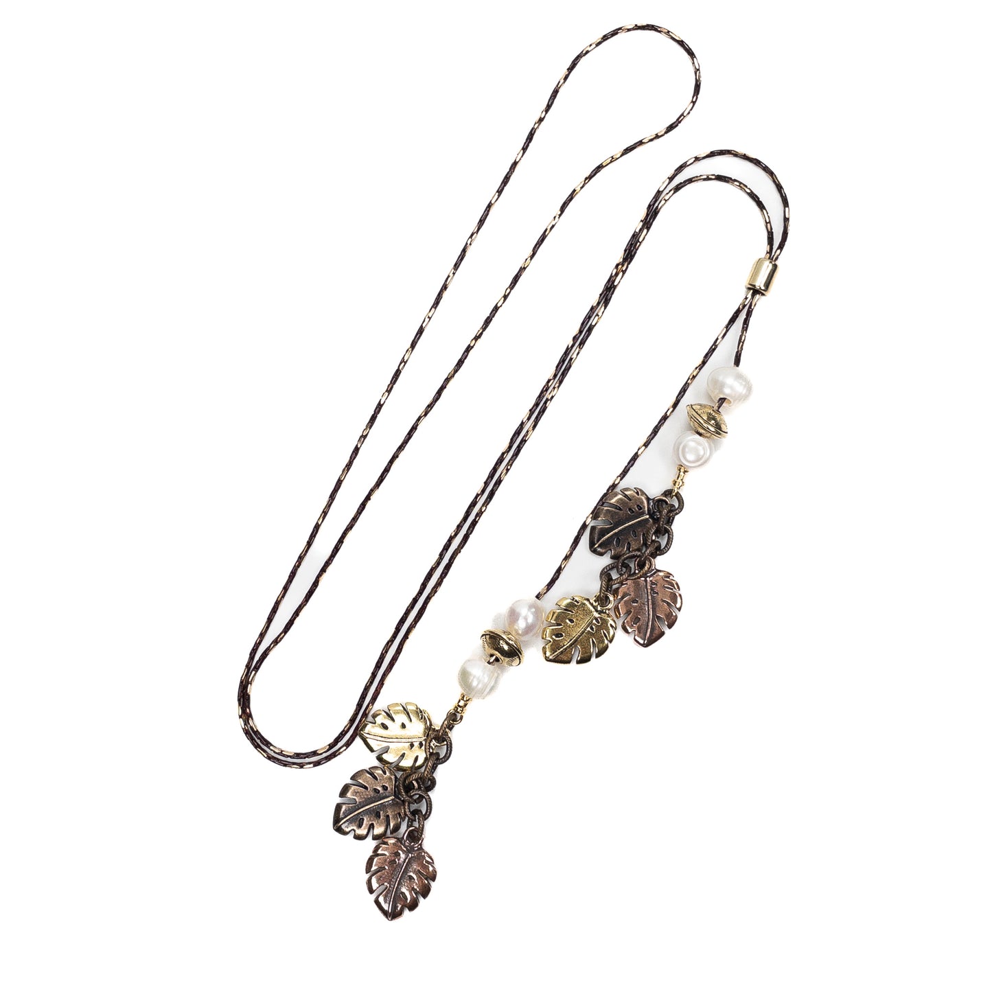 Fall Monstera Leaves Lariat Necklace - Kit or Finished Necklace