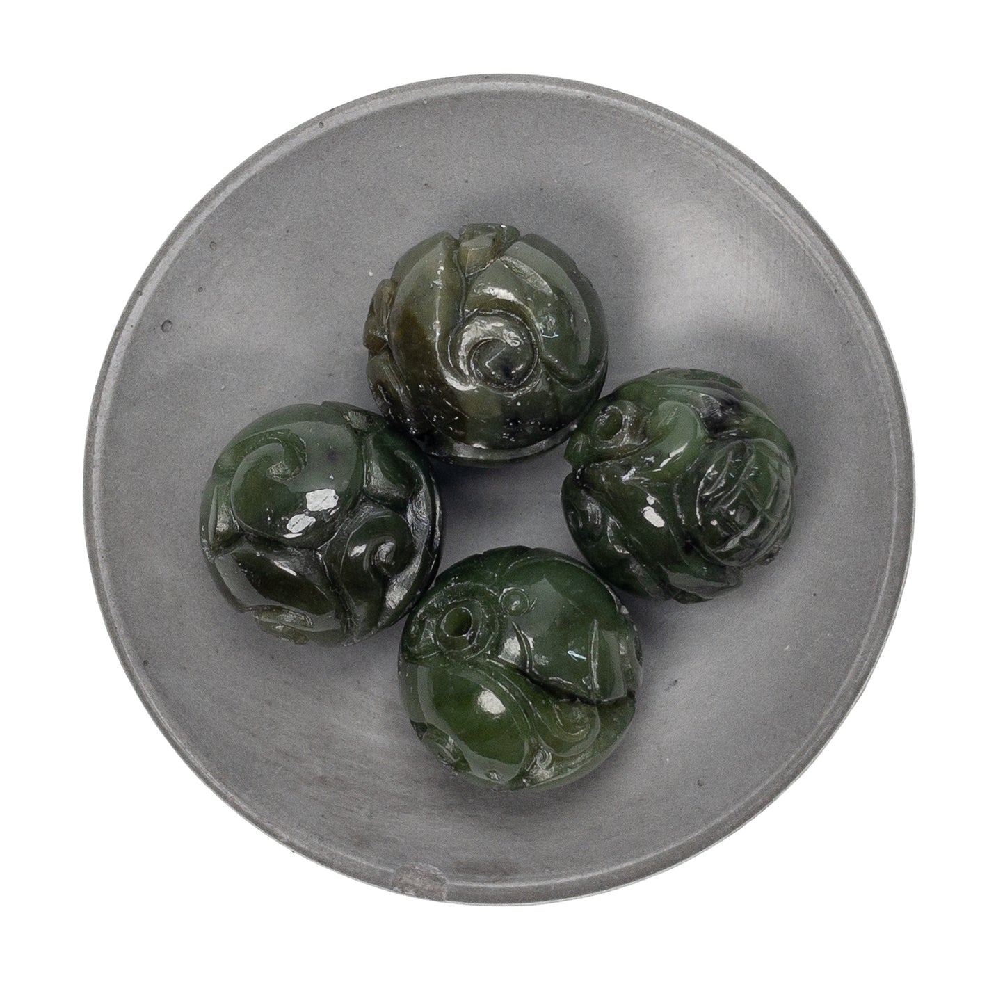Canadian Jade 18mm Carved Round Bead - 1 pc.