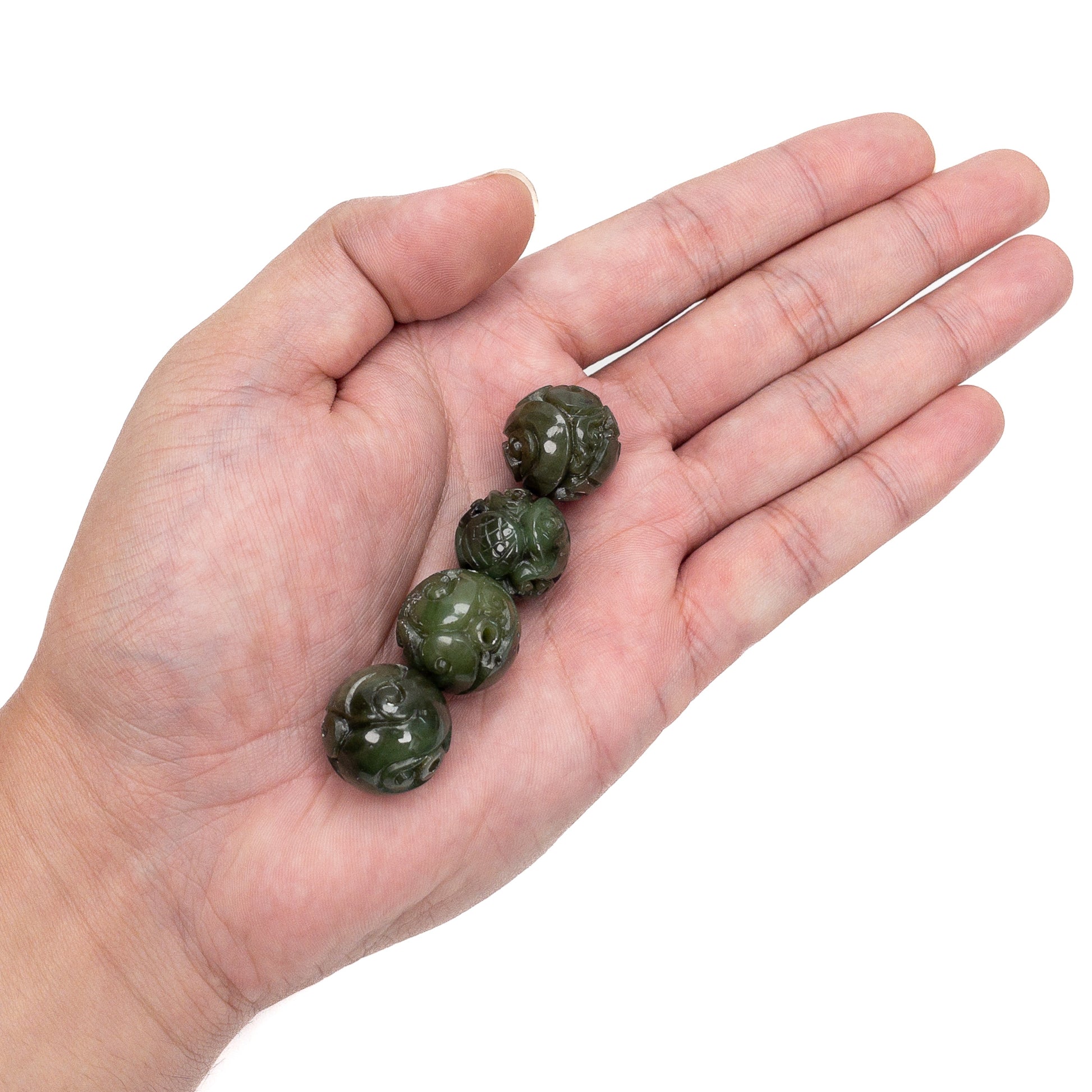 Canadian Jade 18mm Carved Round Bead - 1 pc.