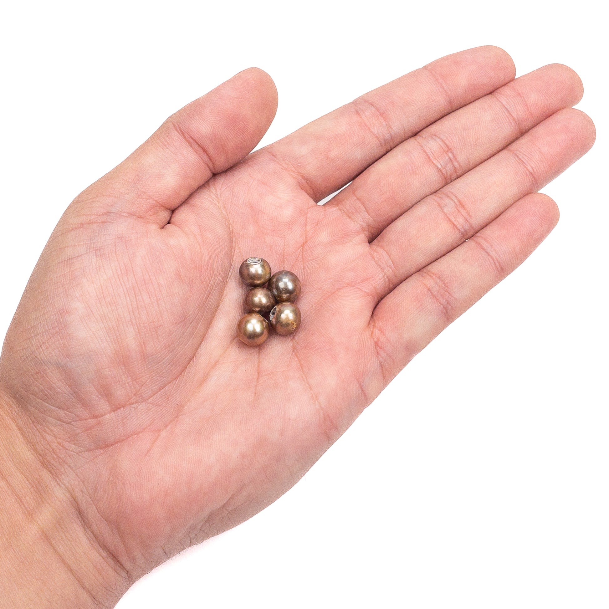 Golden Olive 9mm Potato with Large Hole Freshwater Pearl Bead (3 Quantities Available)