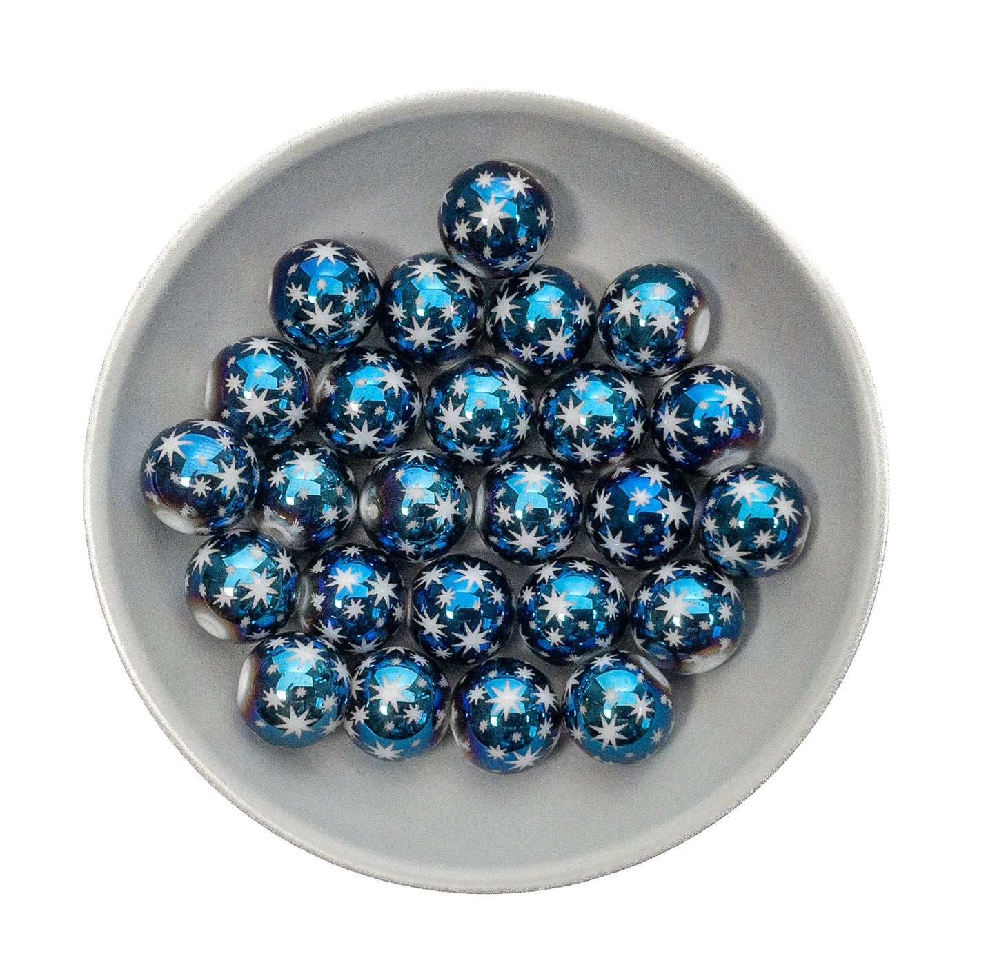 10mm Plated Glass Round Bead with Star Design (2 Colors Available) - 25 pcs.