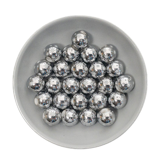 10mm Plated Glass Round Bead with Star Design (2 Colors Available) - 25 pcs.