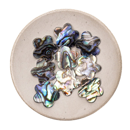 Abalone Shell 14mm Flat 5-Petal Flower Bead - 1 pc.-The Bead Gallery Honolulu