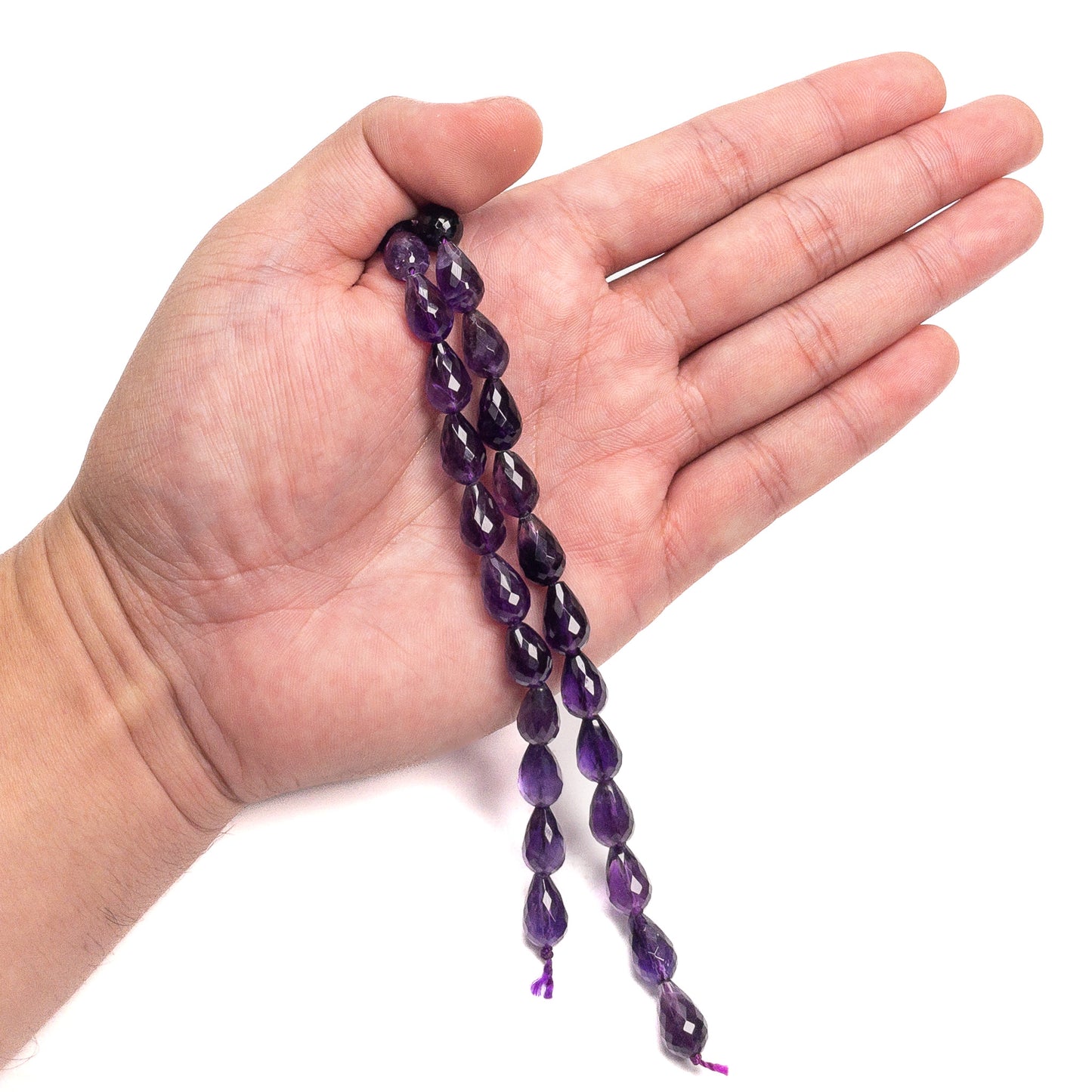 Amethyst 8x12mm Faceted Drop Bead - 8" Strand