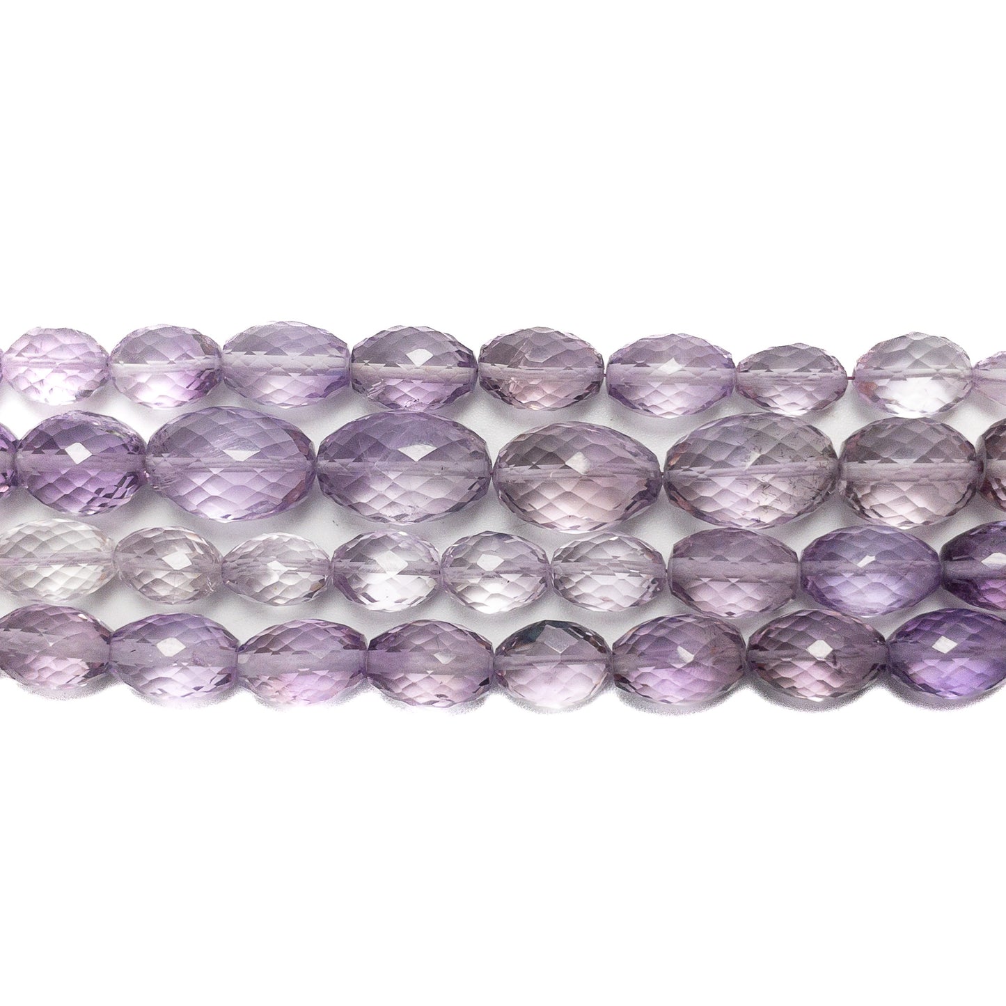 Amethyst 8x12mm Faceted Oval Bead - 8" Strand