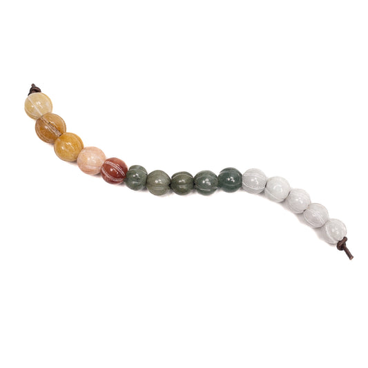 Mixed Color Jade 10mm Rustic Carved Lotus Bud Bead - 15 pcs.
