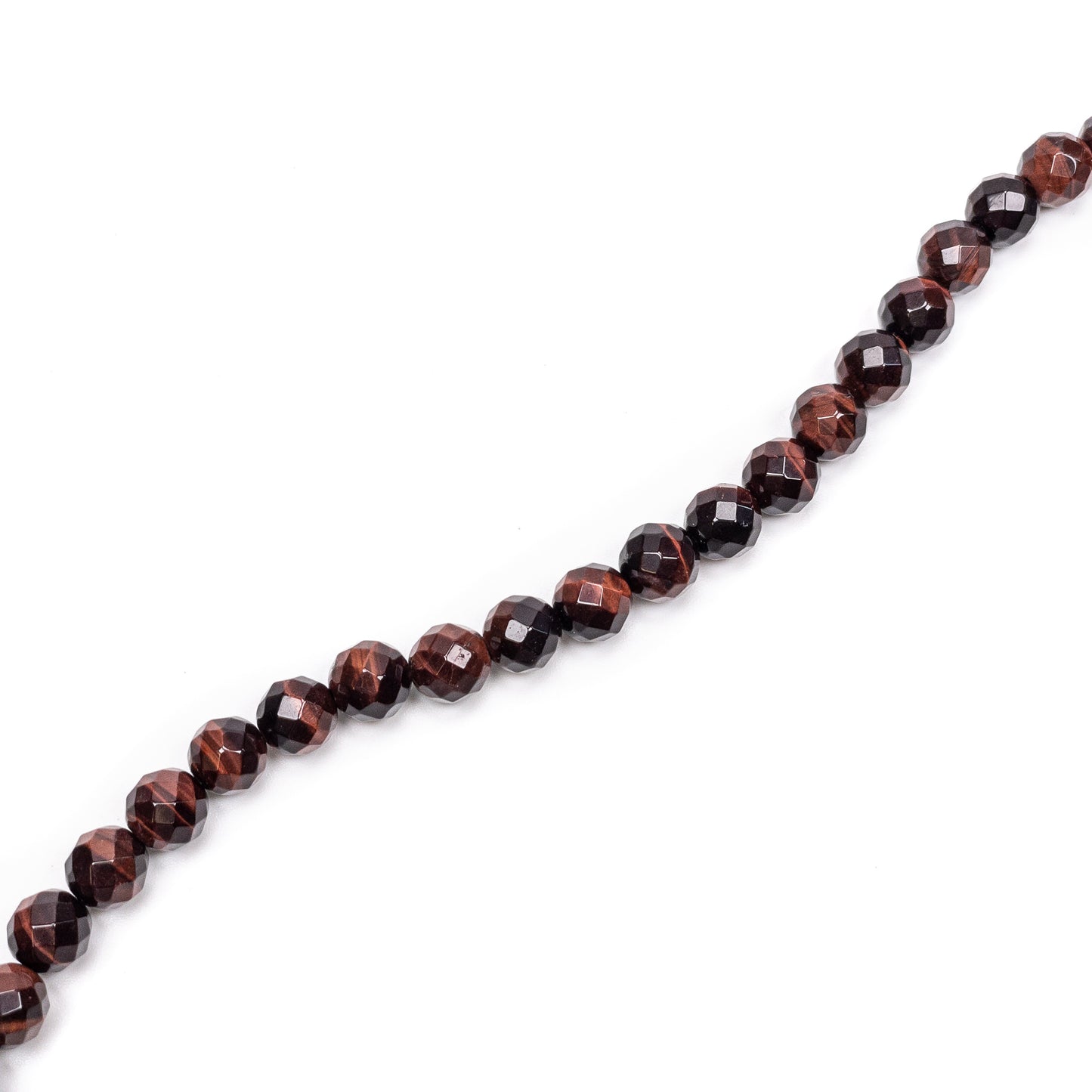 Red Tiger Eye 8mm Faceted Round Bead - 7.75" Strand
