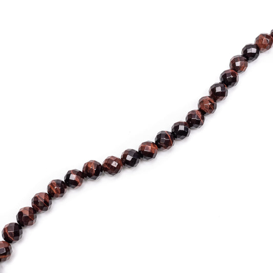 Red Tiger Eye 8mm Faceted Round Bead - 7.75" Strand