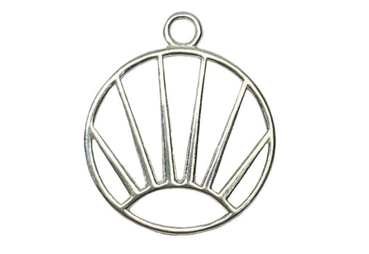 Sunrays Round Frame Charm (2 Metal Options Available) - 1 pc.