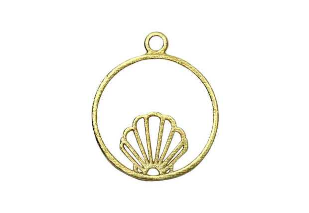 Scallop Shell Frame Charm (2 Metal Options Available) - 1 pc.