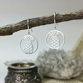 Round Framed Pineapple Charm (2 Metal Options Available) - 1 pc.