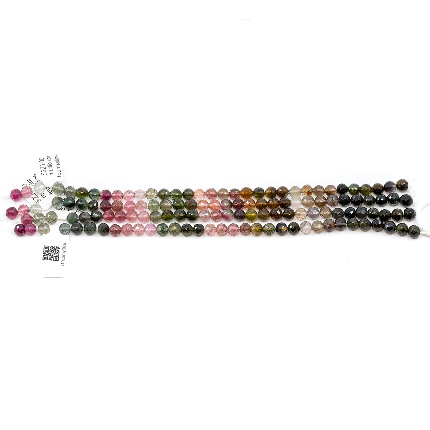 Multicolor Tourmaline 5.5mm Faceted Round Bead - 6.75" Strand