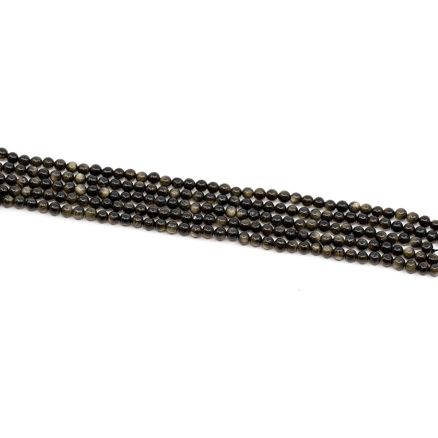 Golden Obsidian 4mm Round Bead - 7.5" Strand-The Bead Gallery Honolulu