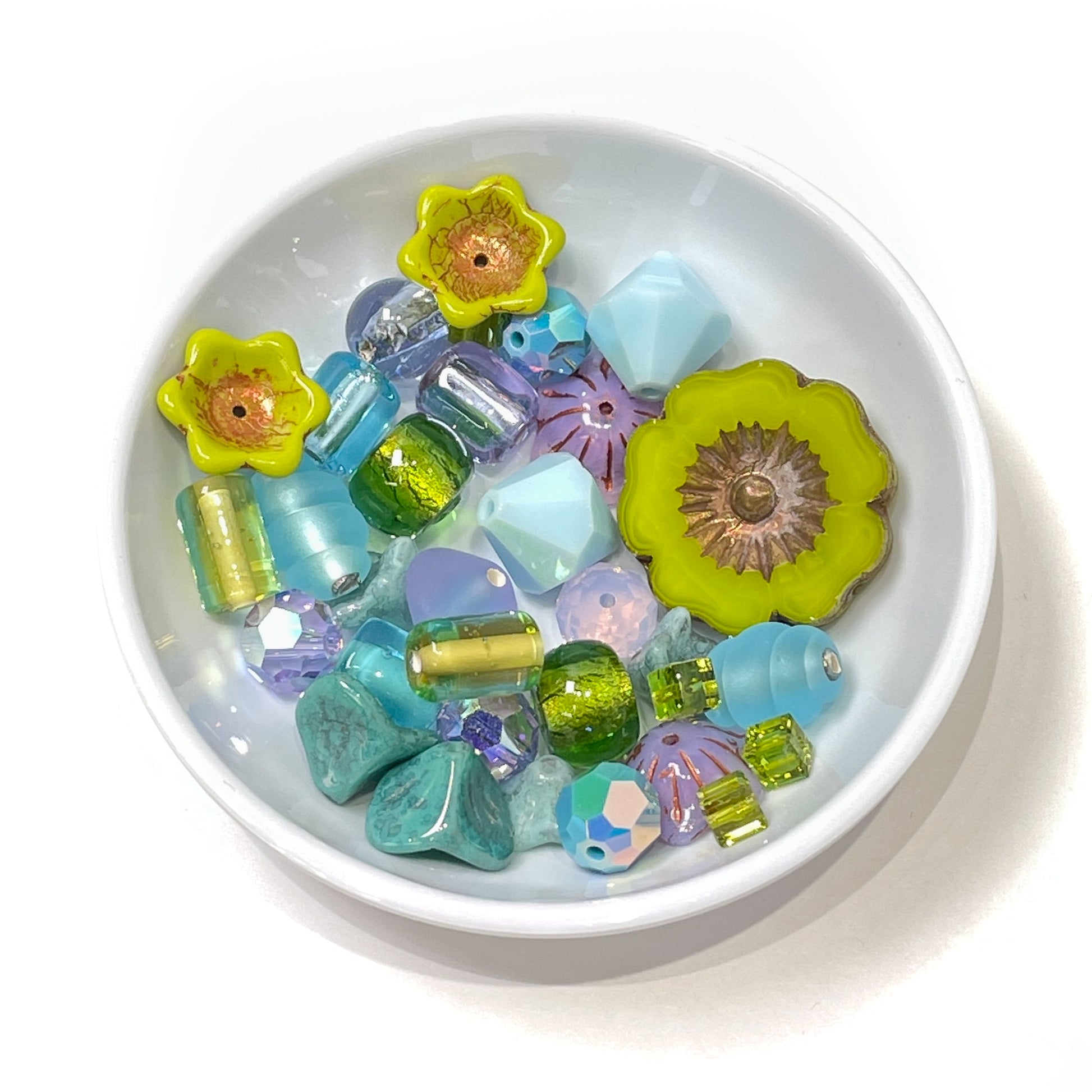 LIMITED EDITION: April Showers Vintage and Contemporary Glass & Swarovski Crystal Bead Super Mix- 33pcs.