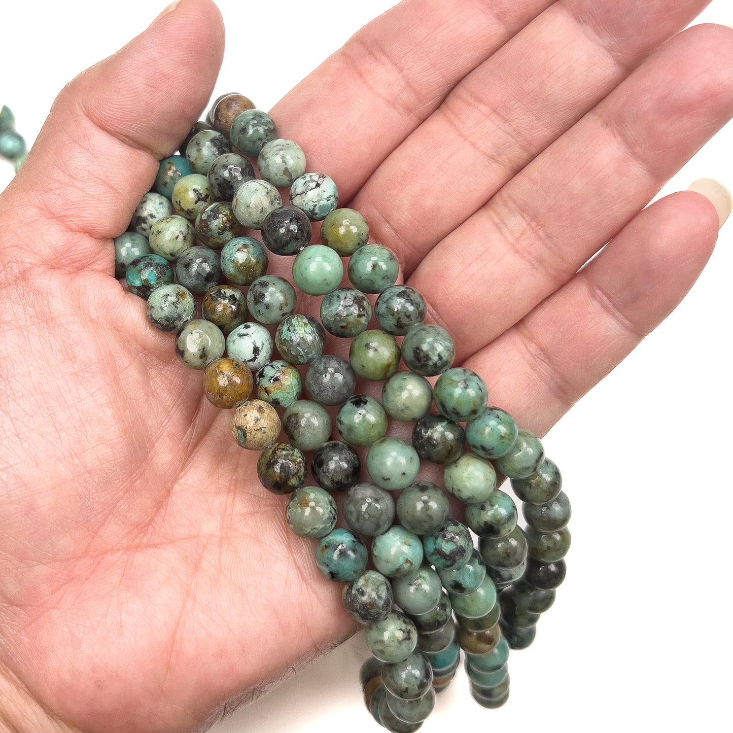 African Turquoise 8mm Round Bead - 7.5" Strand
