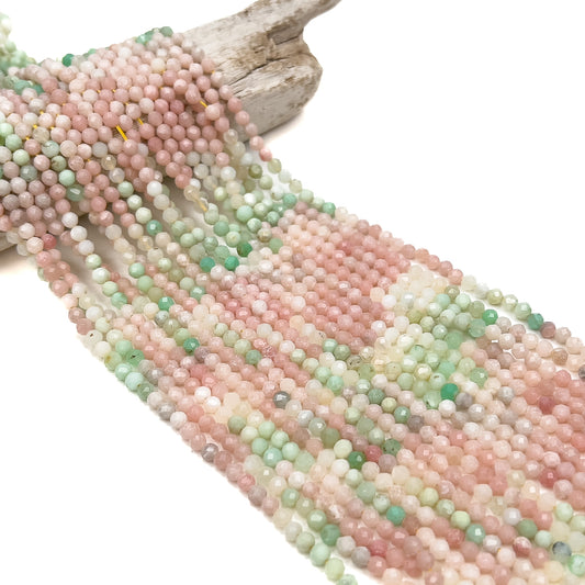 Pastel Party Mints Mixed Gemstone 4mm Faceted Round Bead Strand - 7.5" Strand