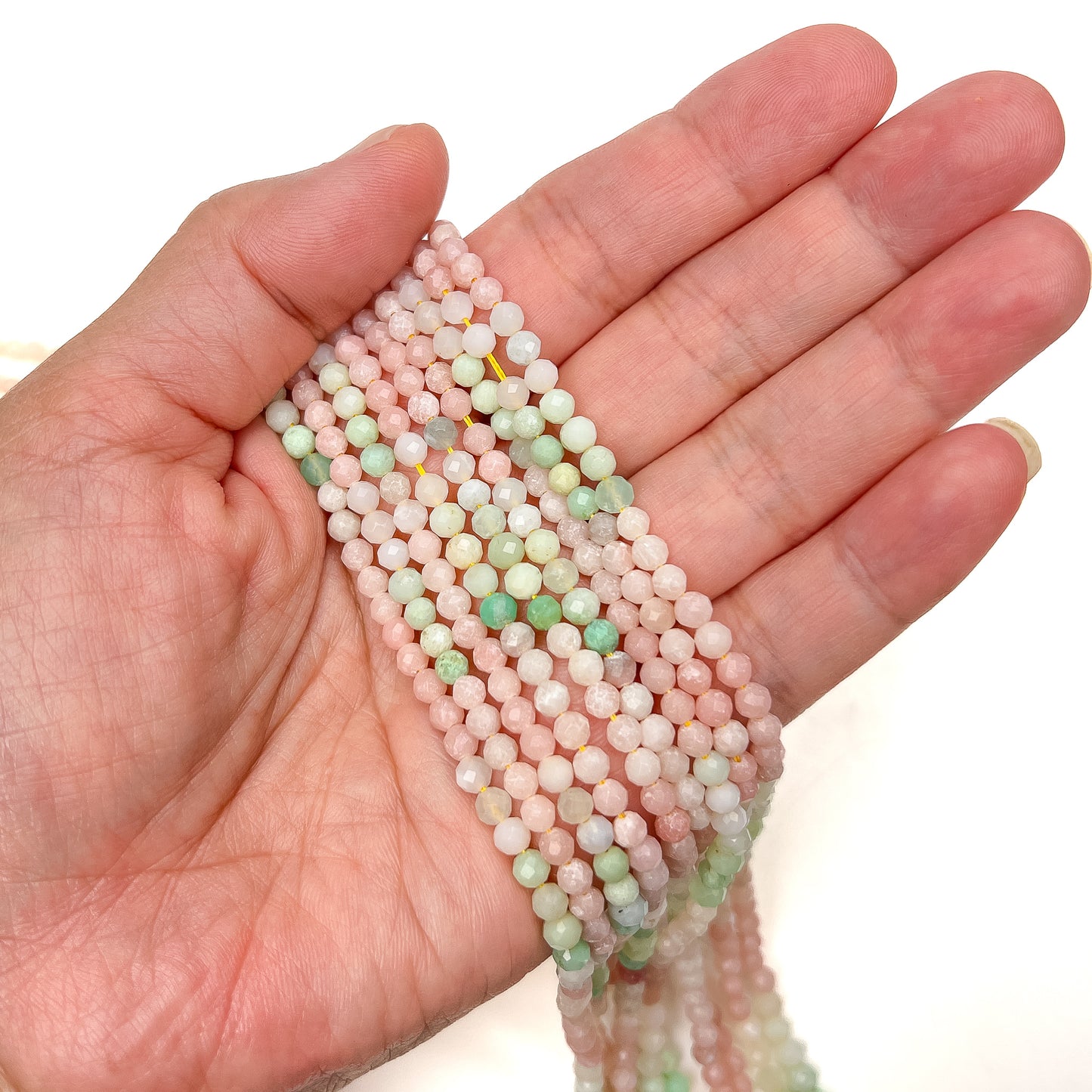 Pastel Party Mints Mixed Gemstone 4mm Faceted Round Bead Strand - 7.5" Strand