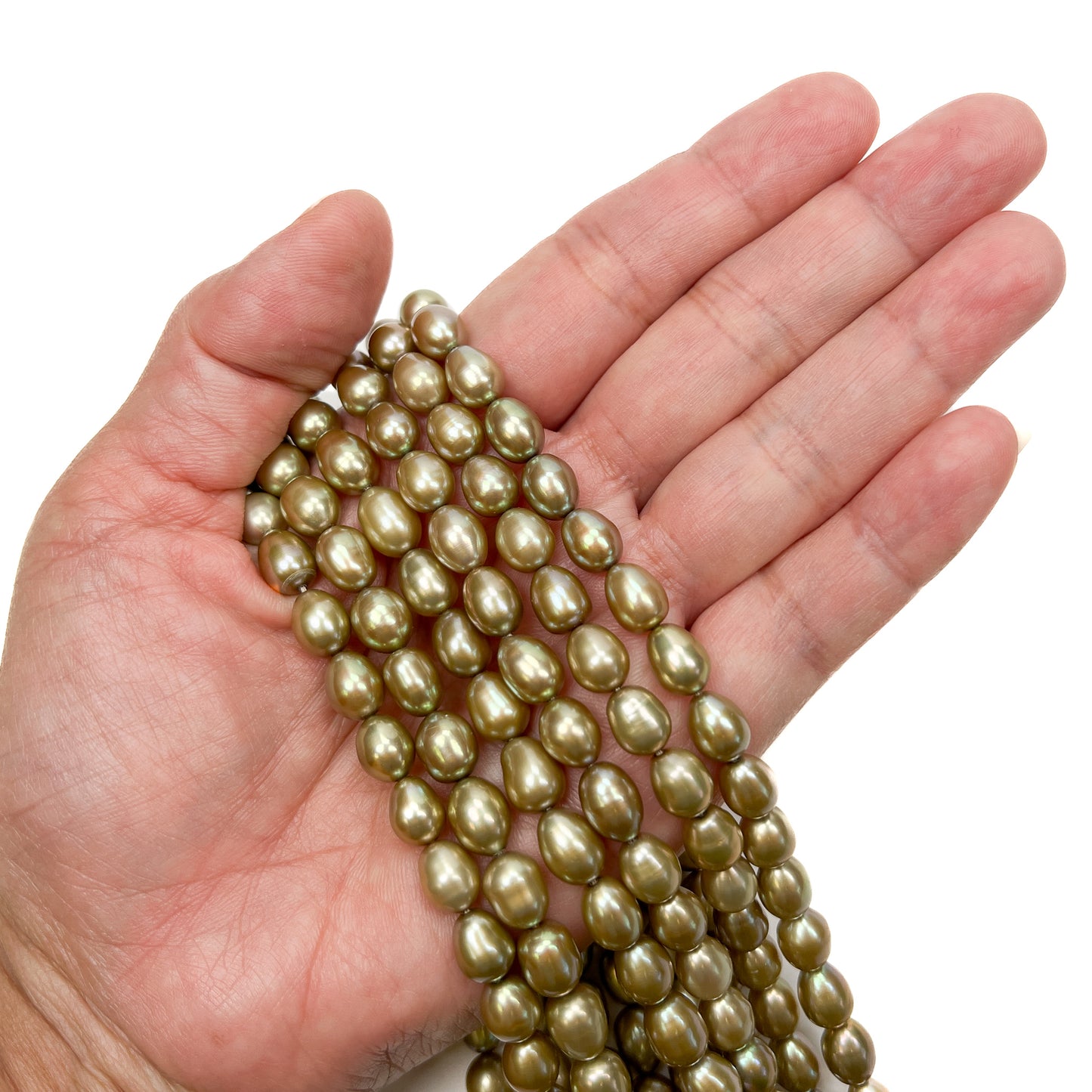 Light Golden Olive 8x10mm Rice Freshwater Pearl (Available in 2 Quantities)