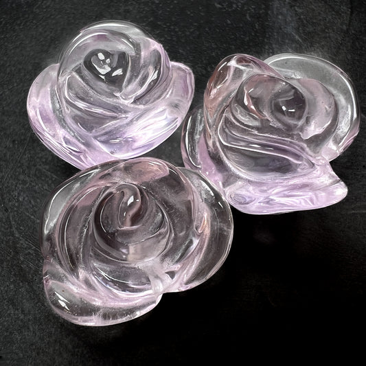Pink Amethyst 15-20mm Carved Rose Bead - 1 pc.