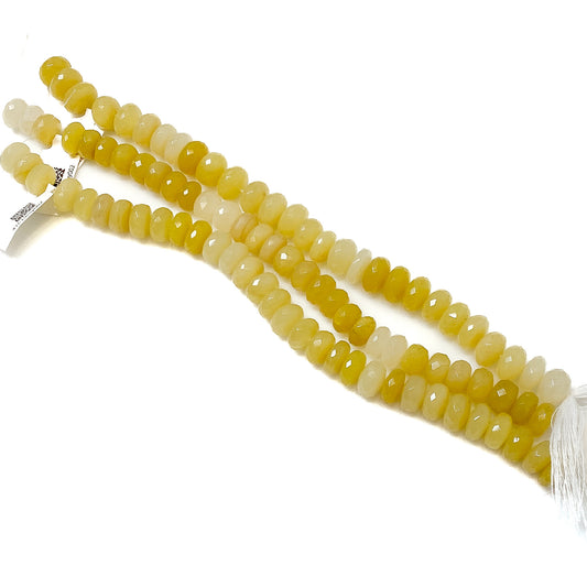 Yellow Opal 6x10mm Faceted Rondelle Bead - 8" Strand