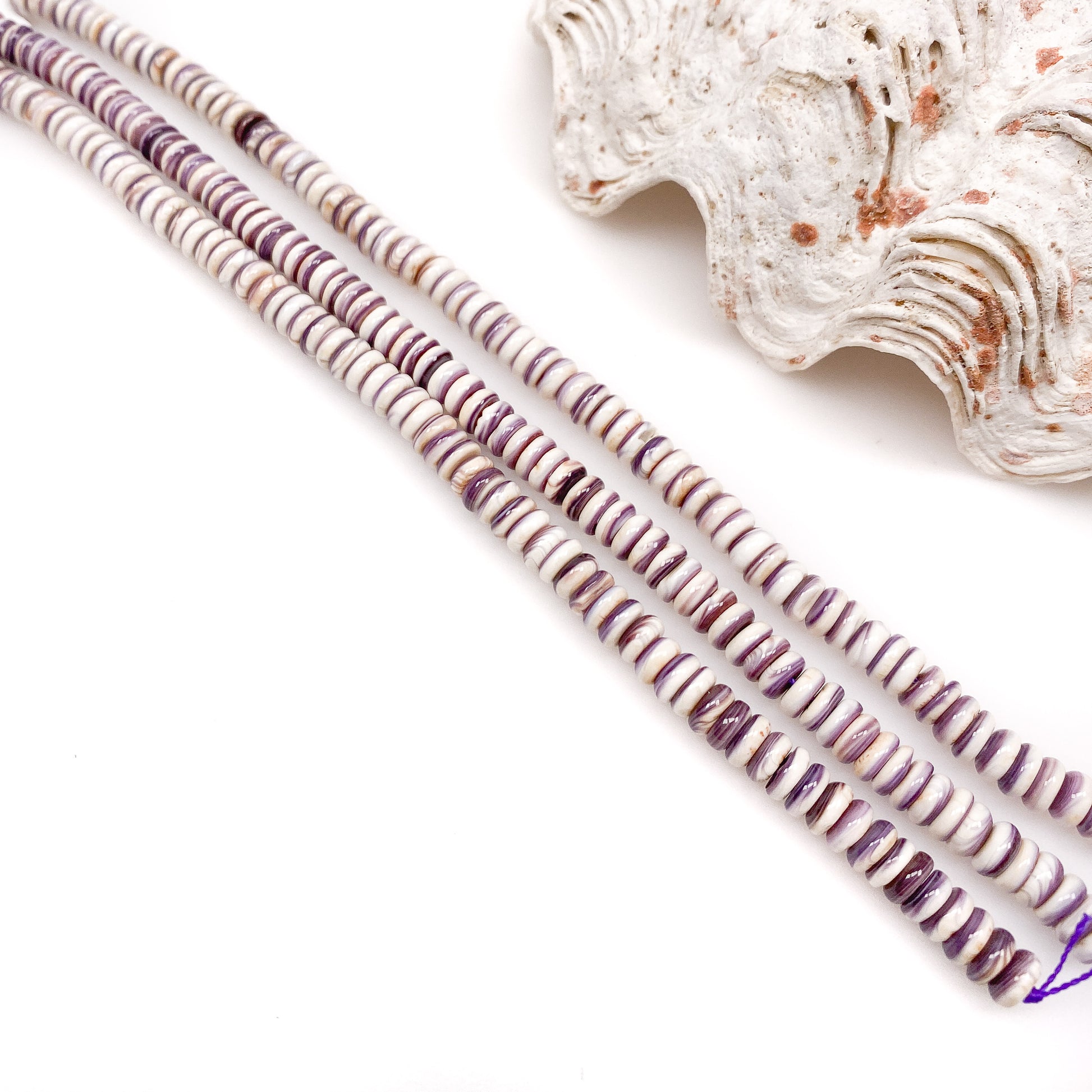 Wampum Shell 6mm Smooth Rondelle Bead (2 Quantities Available)