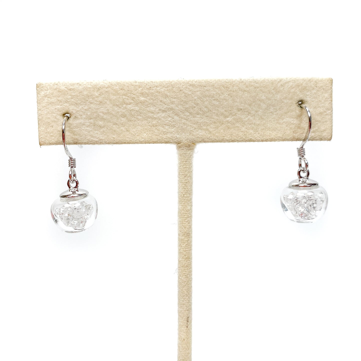 Herkimer Bauble Earrings (Rhodium Plated Sterling Silver) - 1 pair