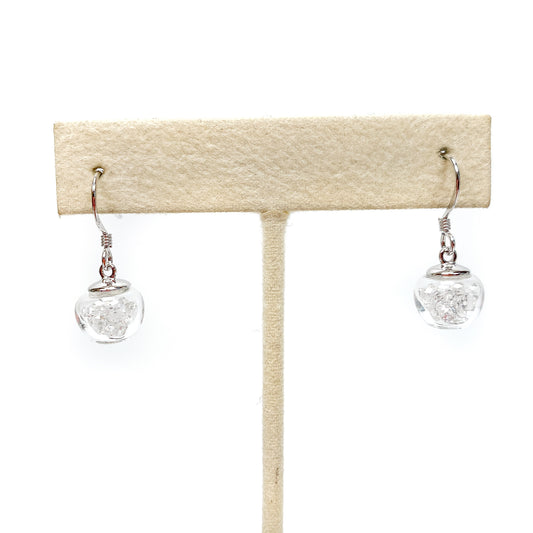 Herkimer Bauble Earrings (Rhodium Plated Sterling Silver) - 1 pair