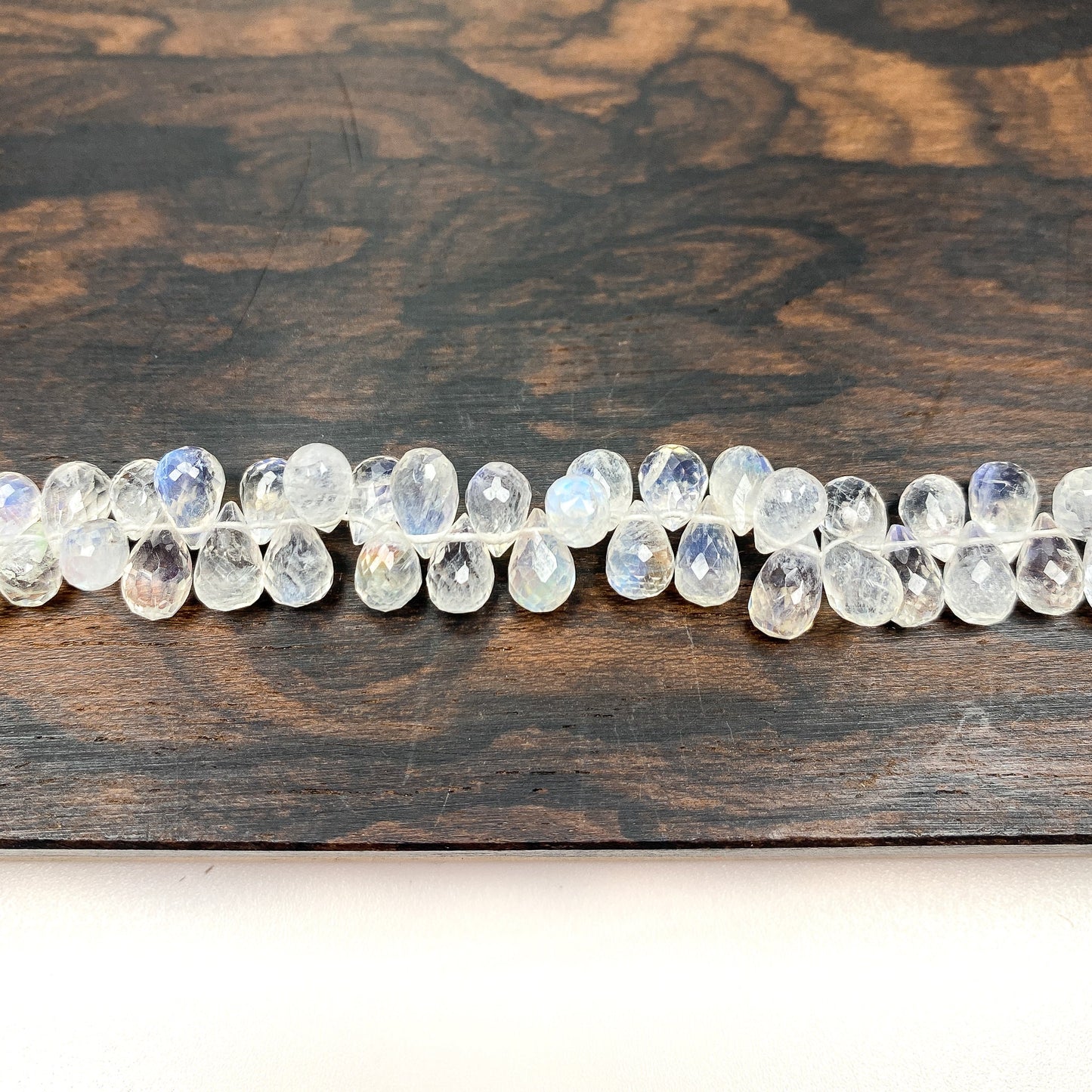 Rainbow Moonstone 5x8mm Faceted Drop Briolette Bead (2 Quantities Available)