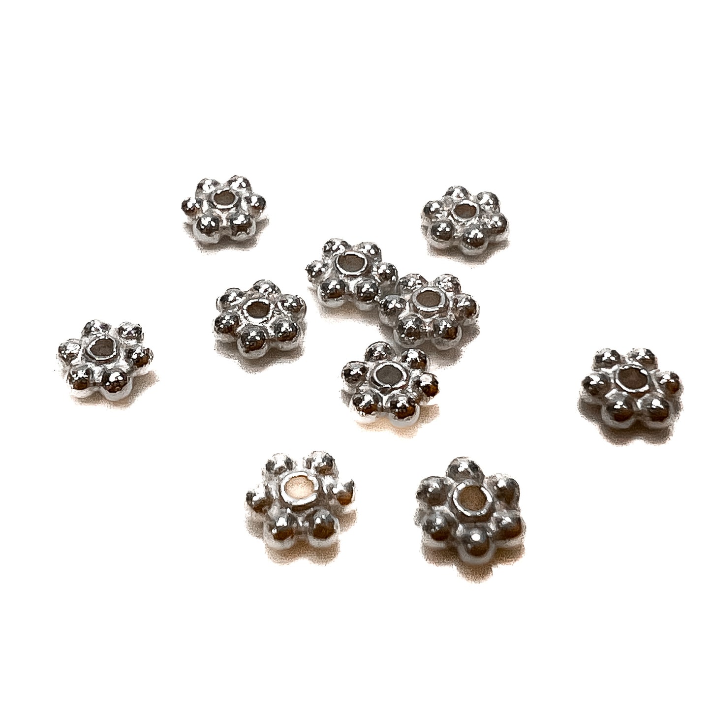 3mm Daisy Spacer Bead (Bright Sterling Silver) - 20 pcs.