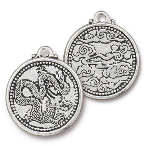 Large Dragon Coin Pendant (3 colors available) - 1 pc.