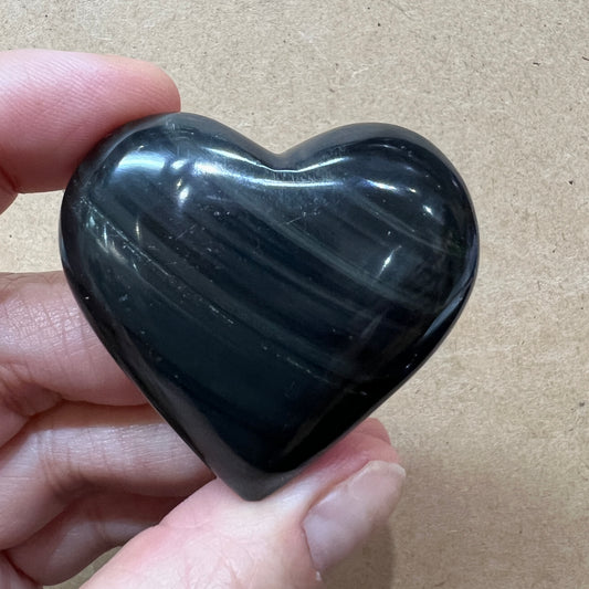 Obsidian Smooth Heart Palm Stone Specimen - 1 pc.