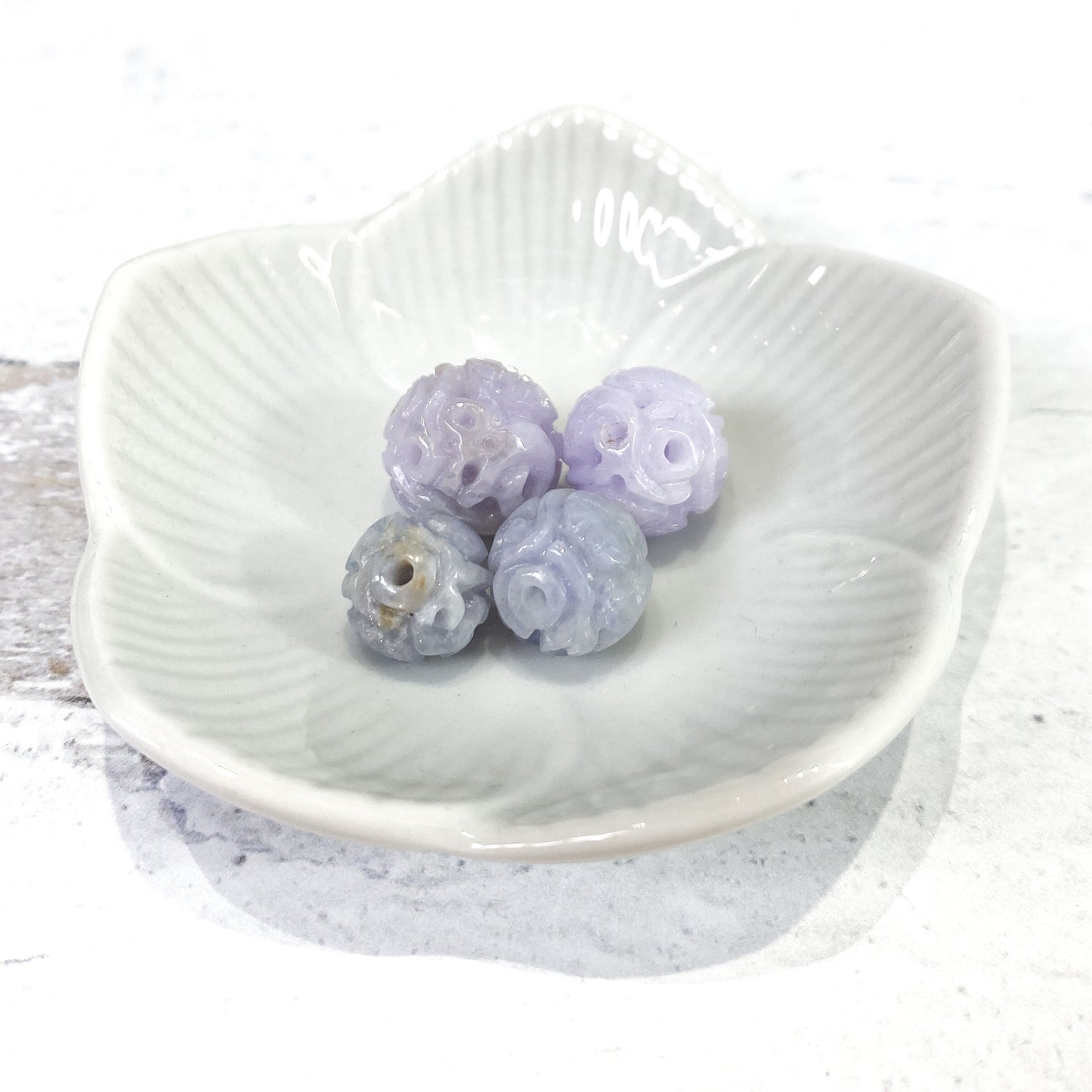 Lavender Jade Bead - 8mm to 11mm Carved Longevity