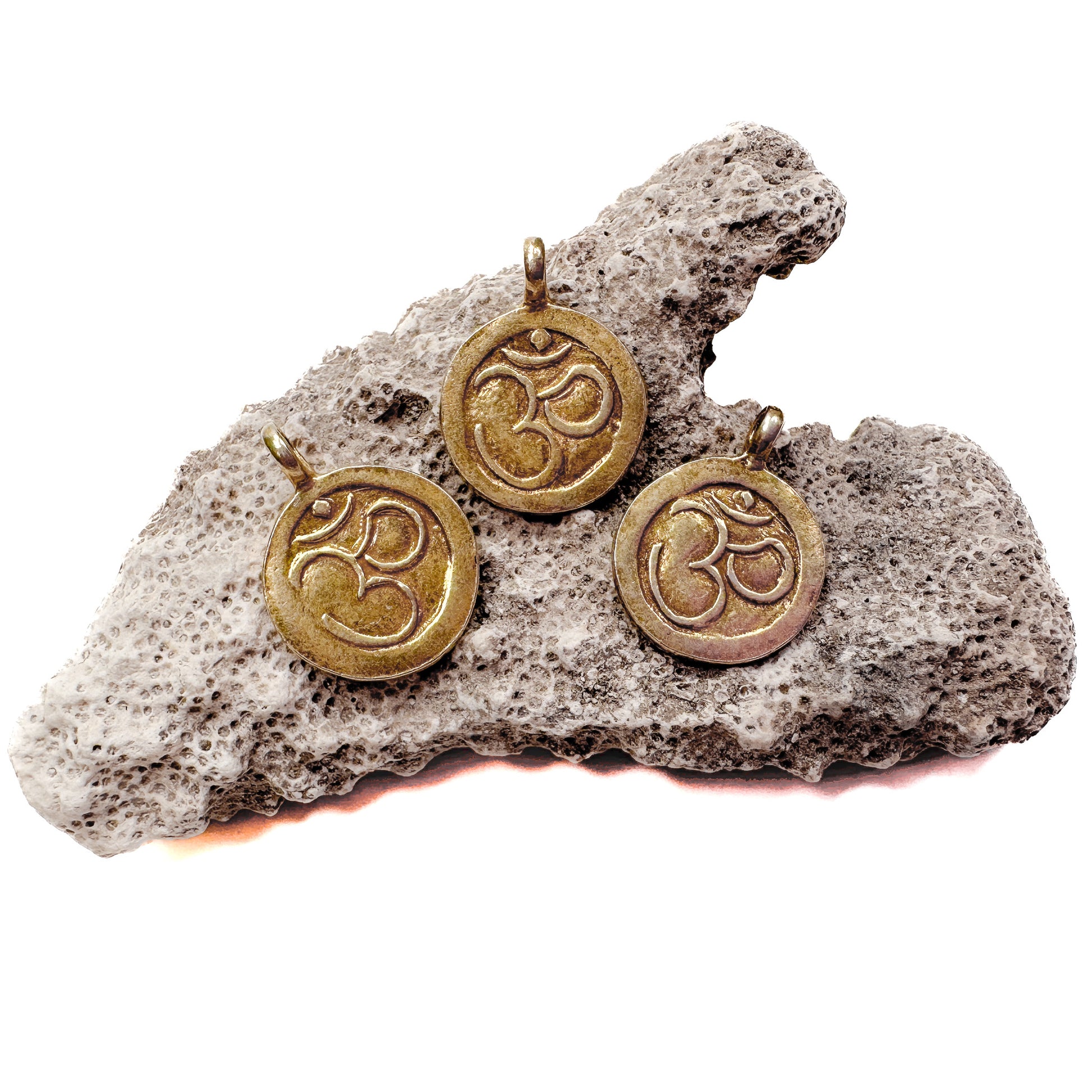 Vortex Energetically Infused Om Pendant - Thai Silver Gold Plated-The Bead Gallery Honolulu