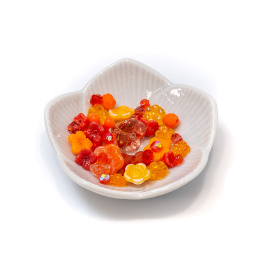 Orange Flower Garden - Glass Beads Mix