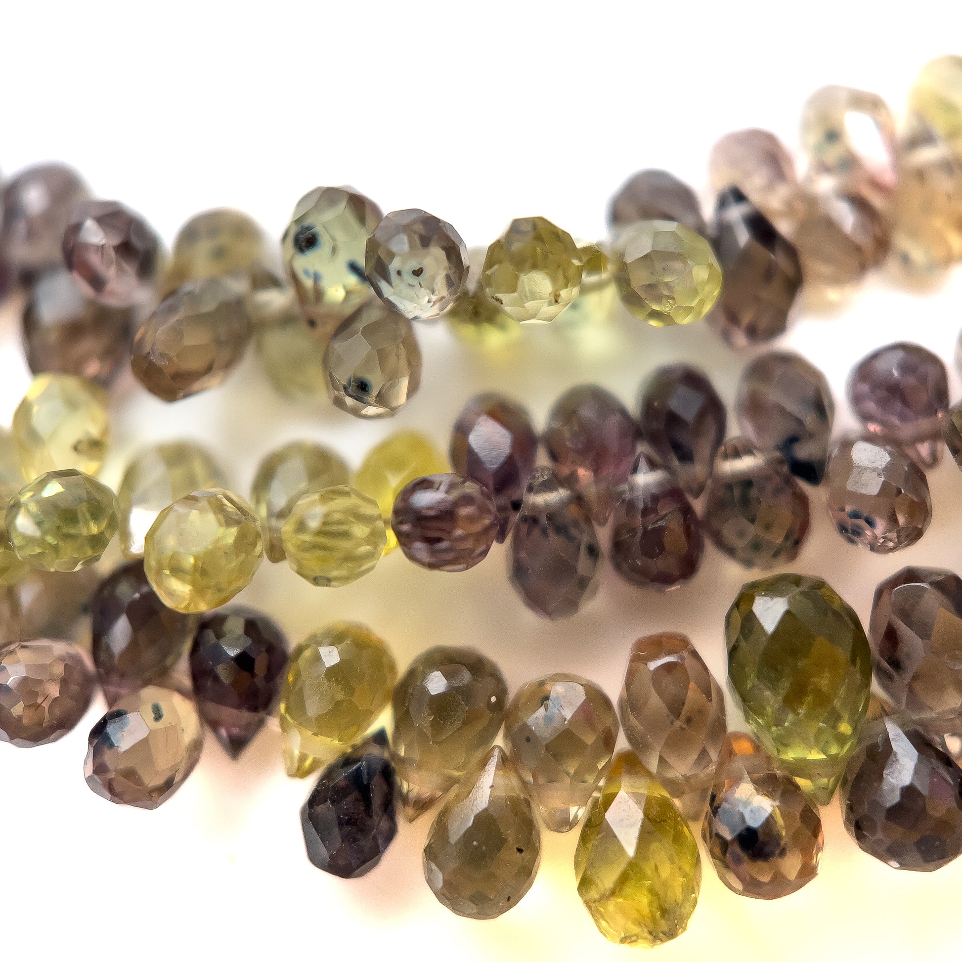 Mixed Sapphire Small Faceted Drop Briolette Bead - 5" Strand