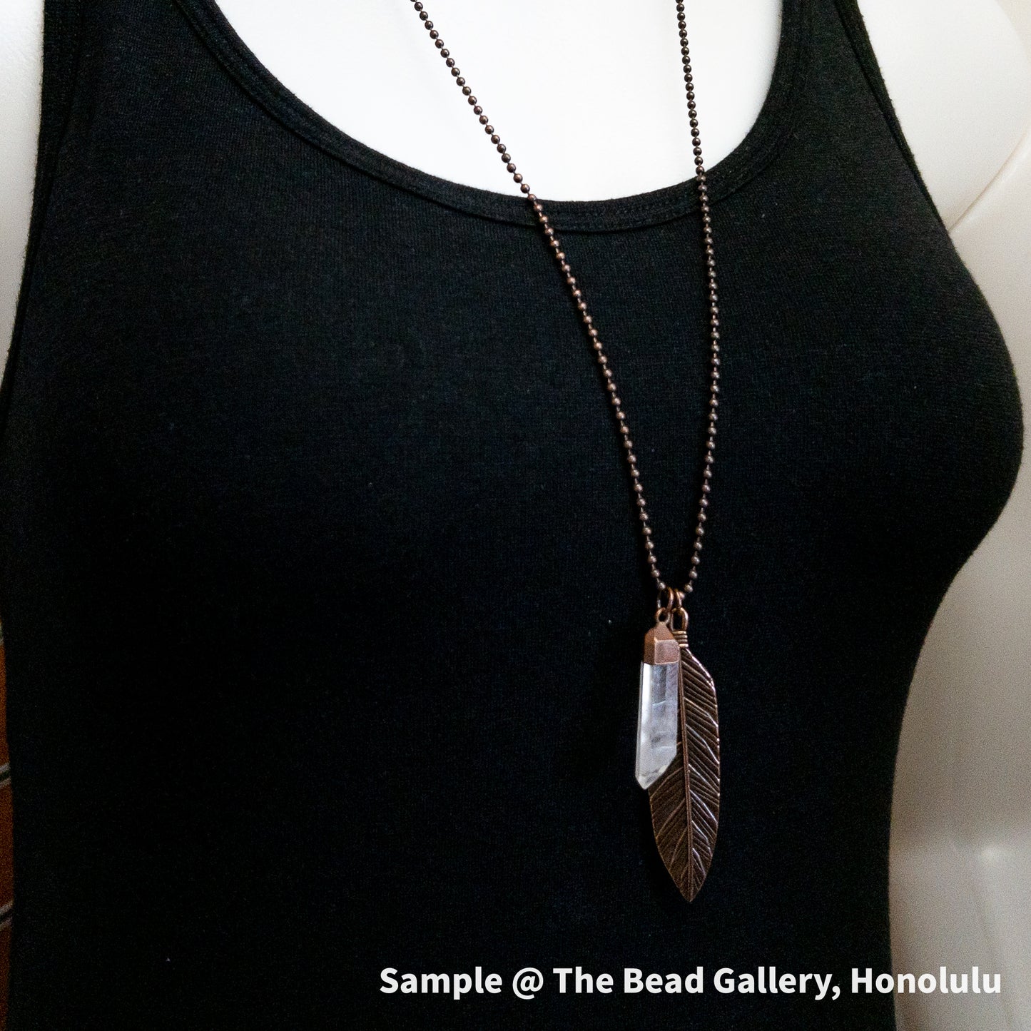 Antique Copper Free Spirit Feather Necklace (3 Charm Options Available)
