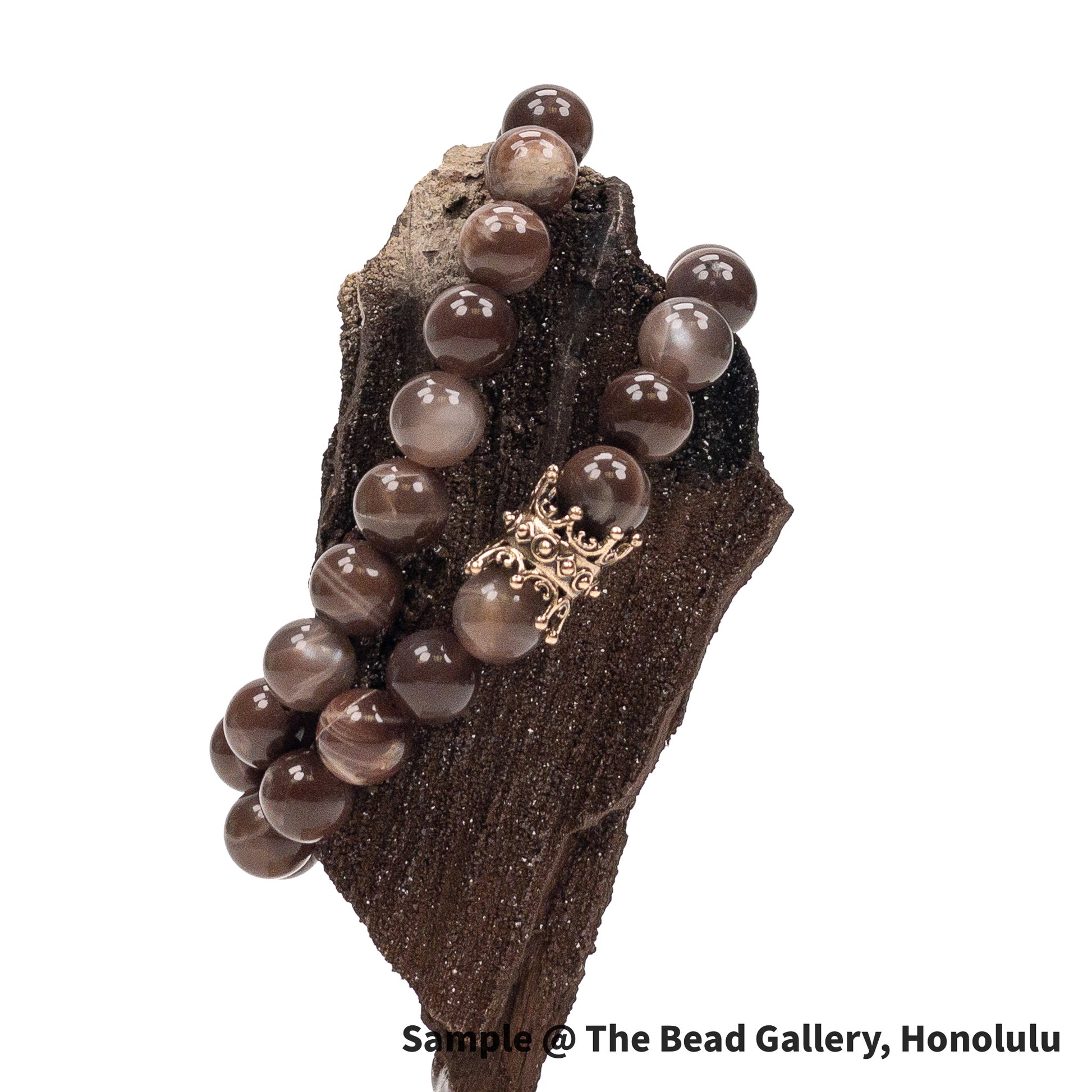 Chocolate Moonstone 10mm Round Bead Stretchy Bracelet