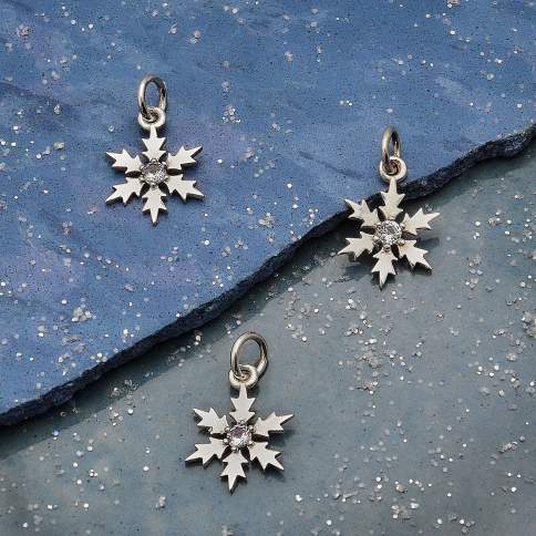 Sparkling Snowflake Charm (Sterling Silver) - 1 pc.
