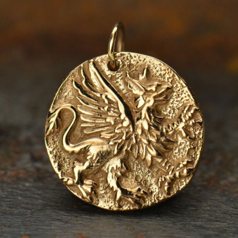 Rustic Griffin Coin Pendant - 1 pc. (Bronze)