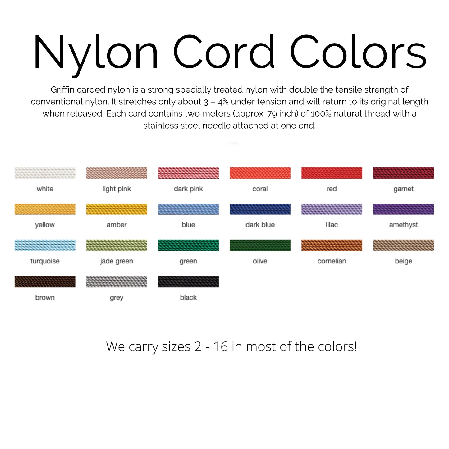 Carded Nylon Bead Cord - #16