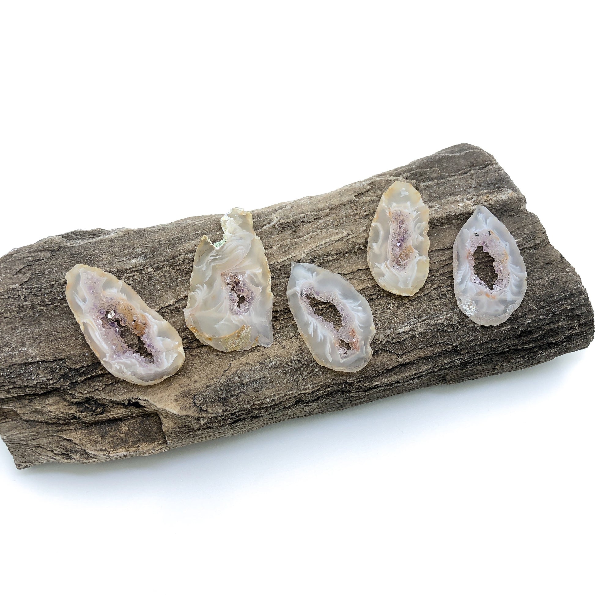 Geode Slice with Drusy Inclusion Tip-Drilled Pendant - 1 pc.