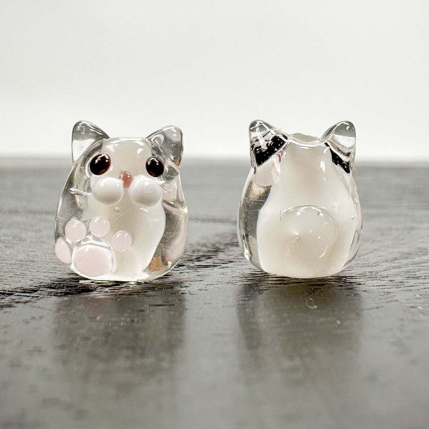 Chibi Handmade Glass Beads - Cat Drop Clear with Body-The Bead Gallery Honolulu