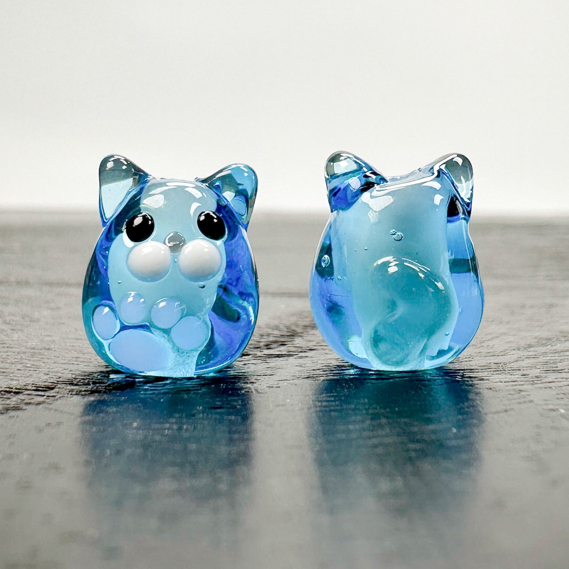 Chibi Handmade Glass Beads - Cat Drop Light Blue with Body-The Bead Gallery Honolulu