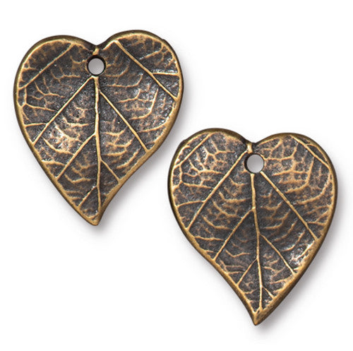 *Heart Leaf Charm (3 Colors Available) - 1 pc.-The Bead Gallery Honolulu