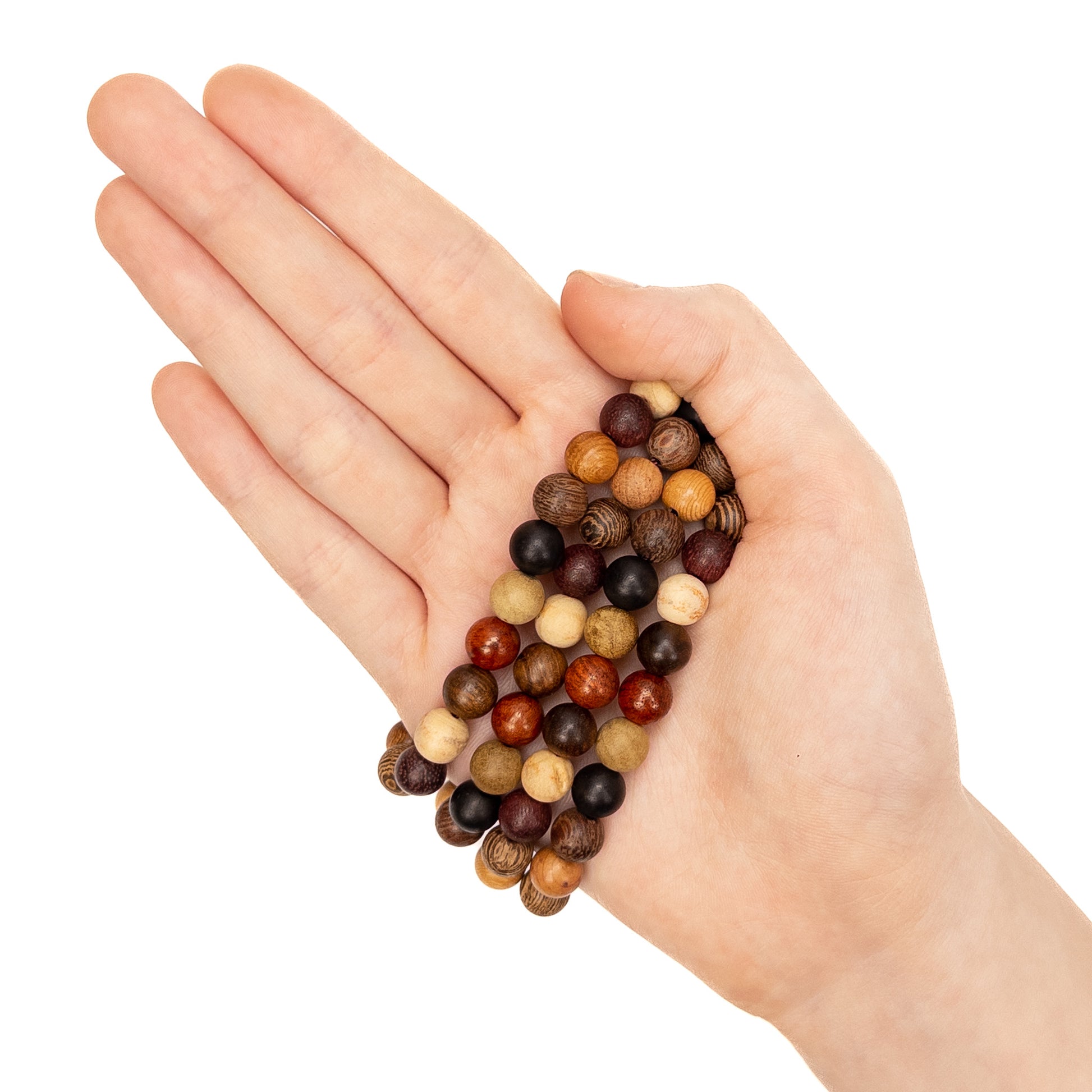 Multicolor Mixed Wood 8mm Round Bead - 15" Strand-The Bead Gallery Honolulu