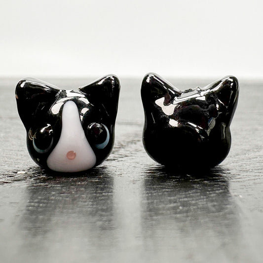 Chibi Handmade Glass Beads - Cat Drop Clear with Paw