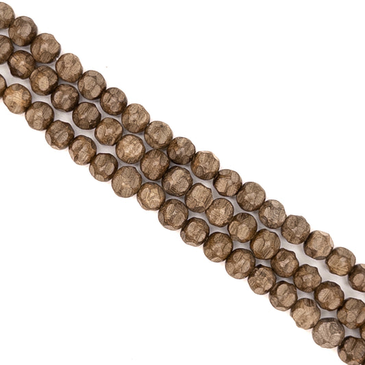 Gray Wood 8mm Hand-Faceted Round Bead - 7.5" Strand-The Bead Gallery Honolulu