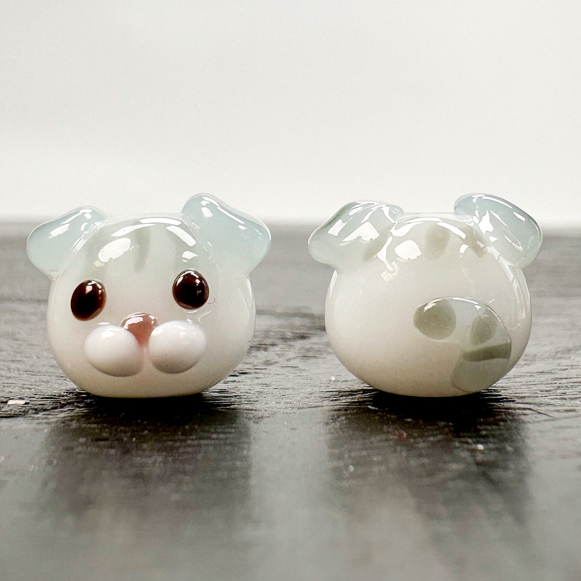 Chibi Handmade Glass Beads - Scottish Fold Silver White Cat-The Bead Gallery Honolulu